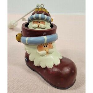 Lot of Small Resin Santa Claus Boot Candle Holder & Snuffer Christmas